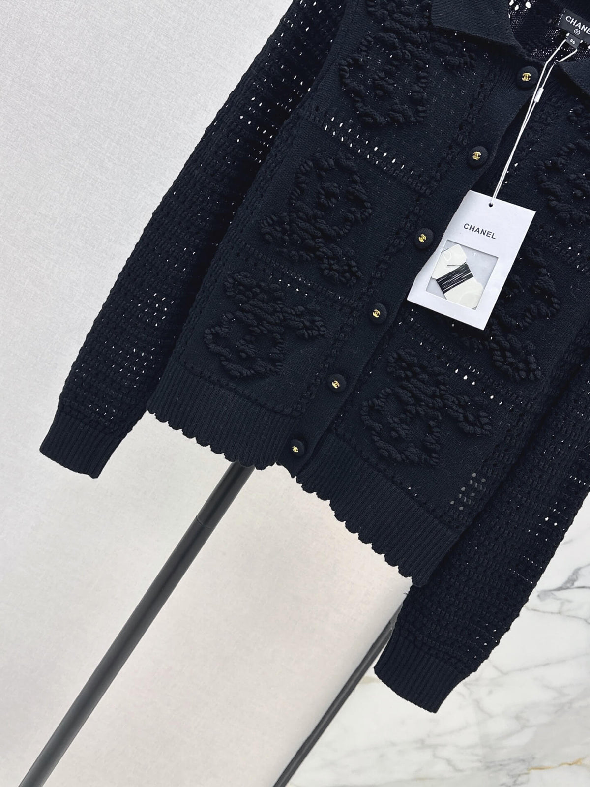 Hollow Embroidery Knit Cardigan