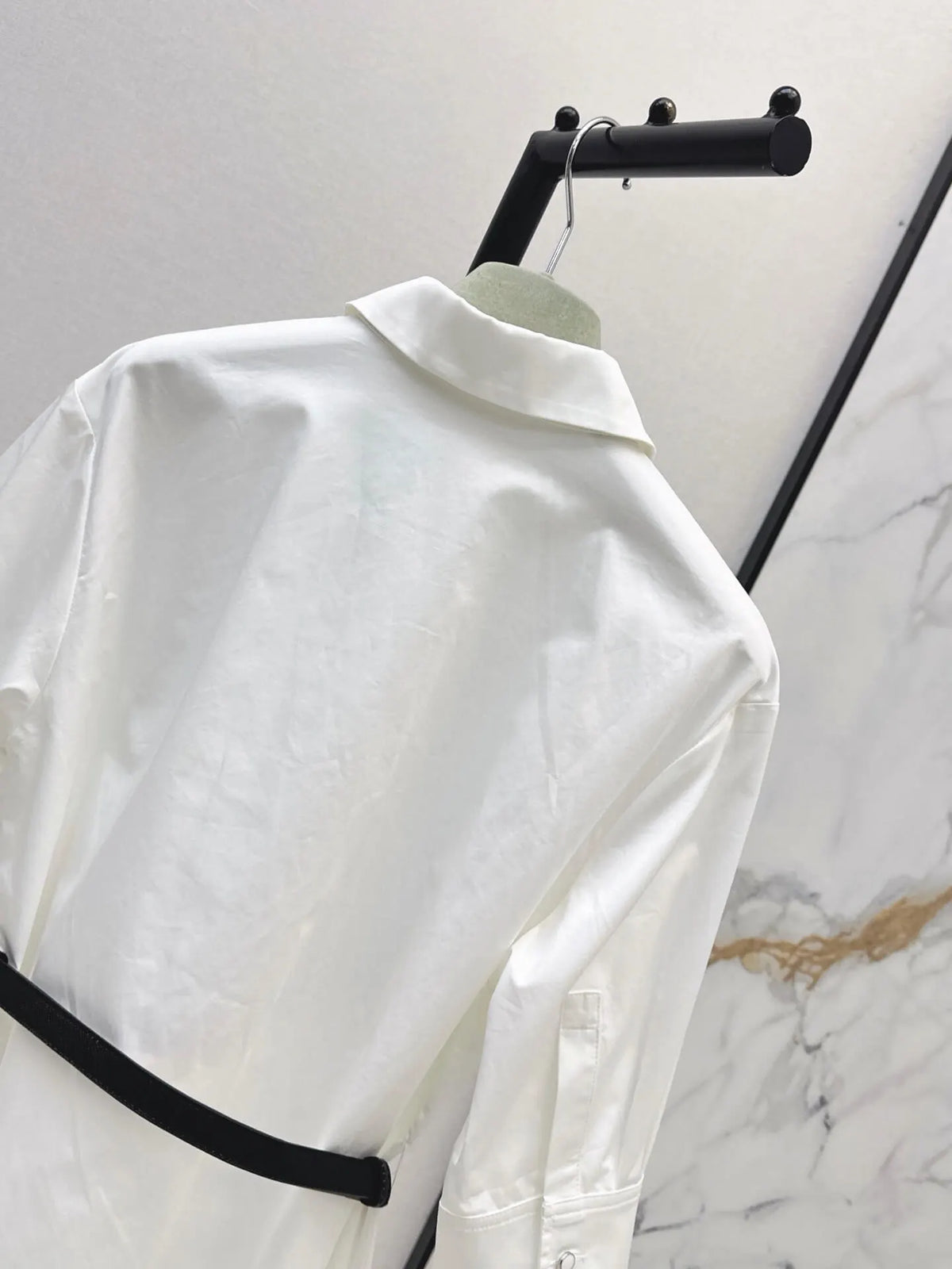 Belted Half Sleeve Shirt Mini Dress