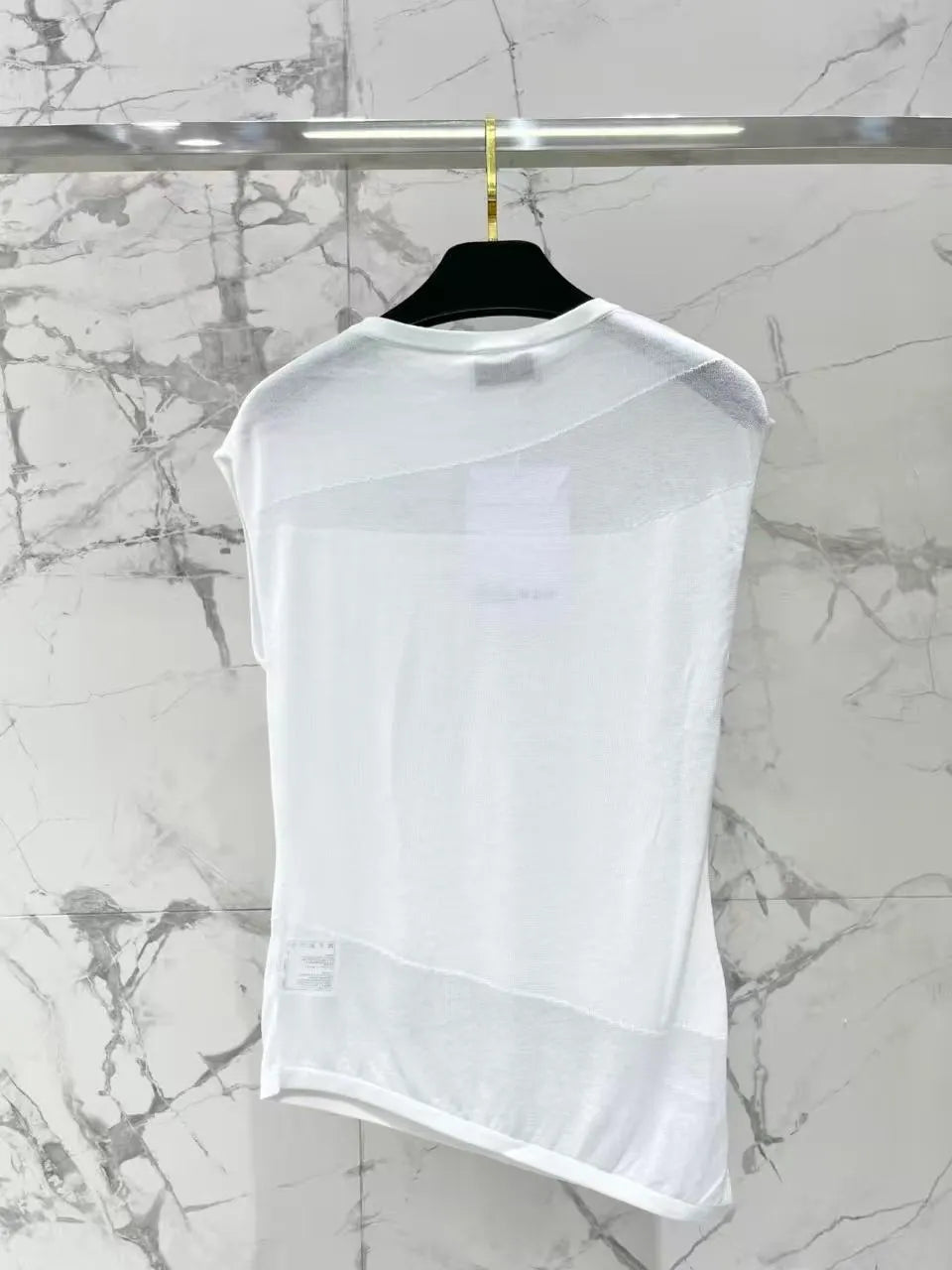 Sheer Asymmetric Sleeveless Top