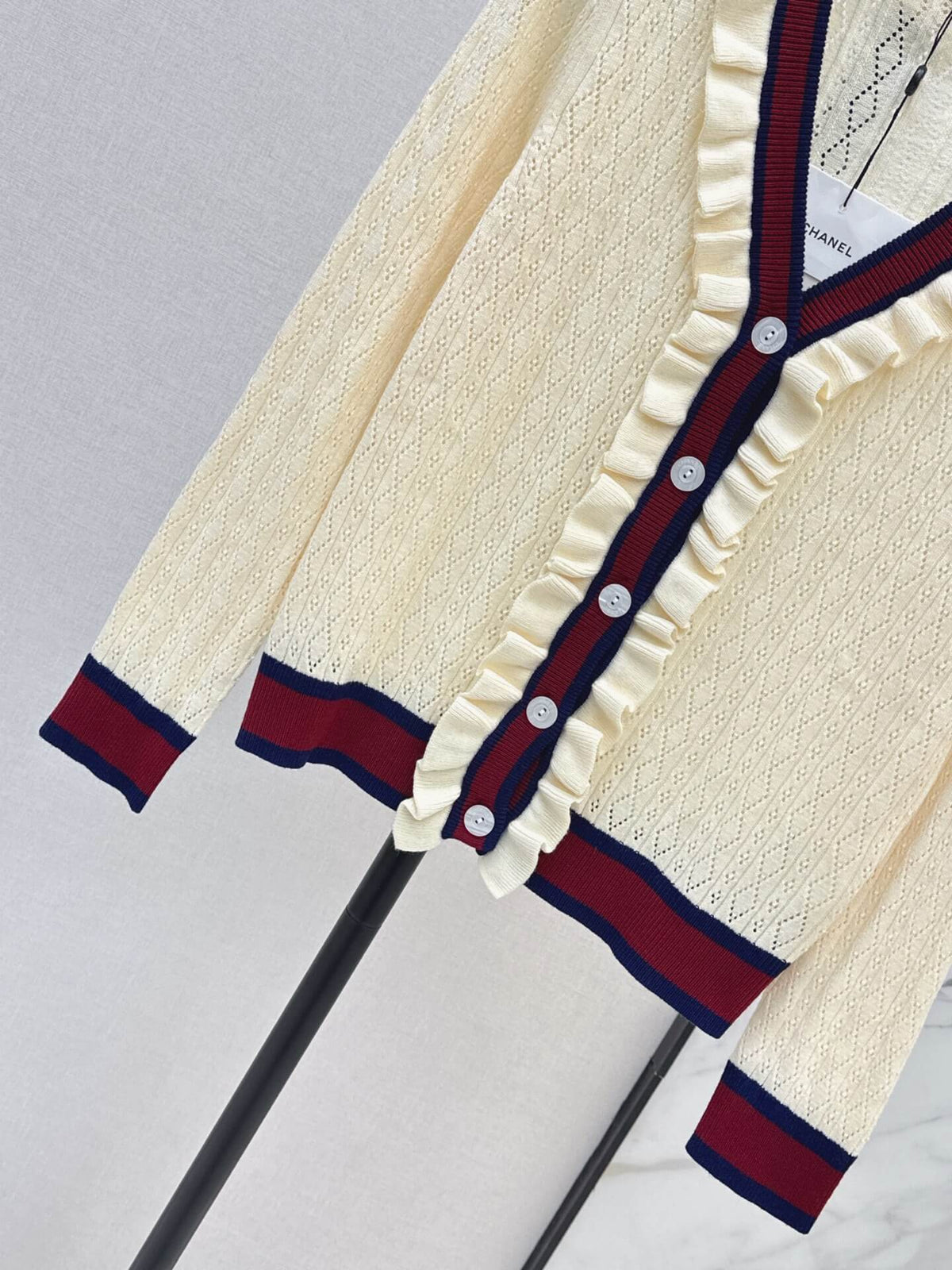 Stripe Button Front Knit Cardigan