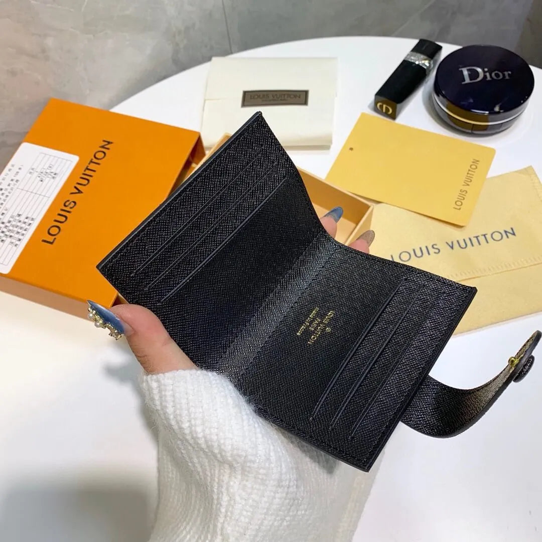 Color-Blocked Snap Short Card Holder Wallet