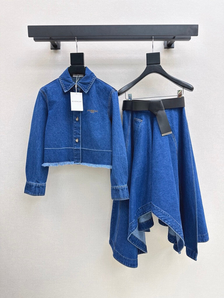 Dark Blue Irregular Denim Set