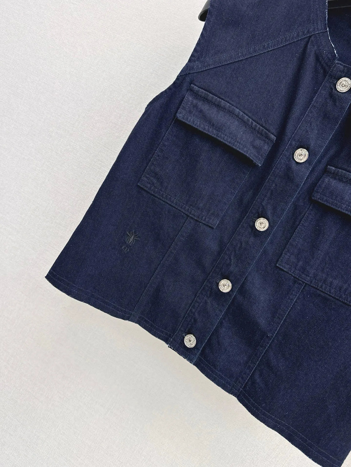 Dark Denim Vest Belted Skirt Set