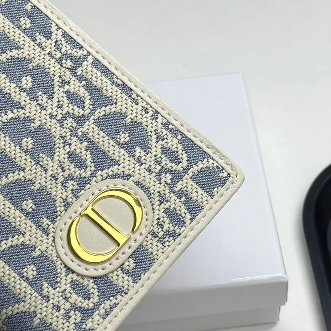 Jacquard Fabric with Leather Card Holder Wallet