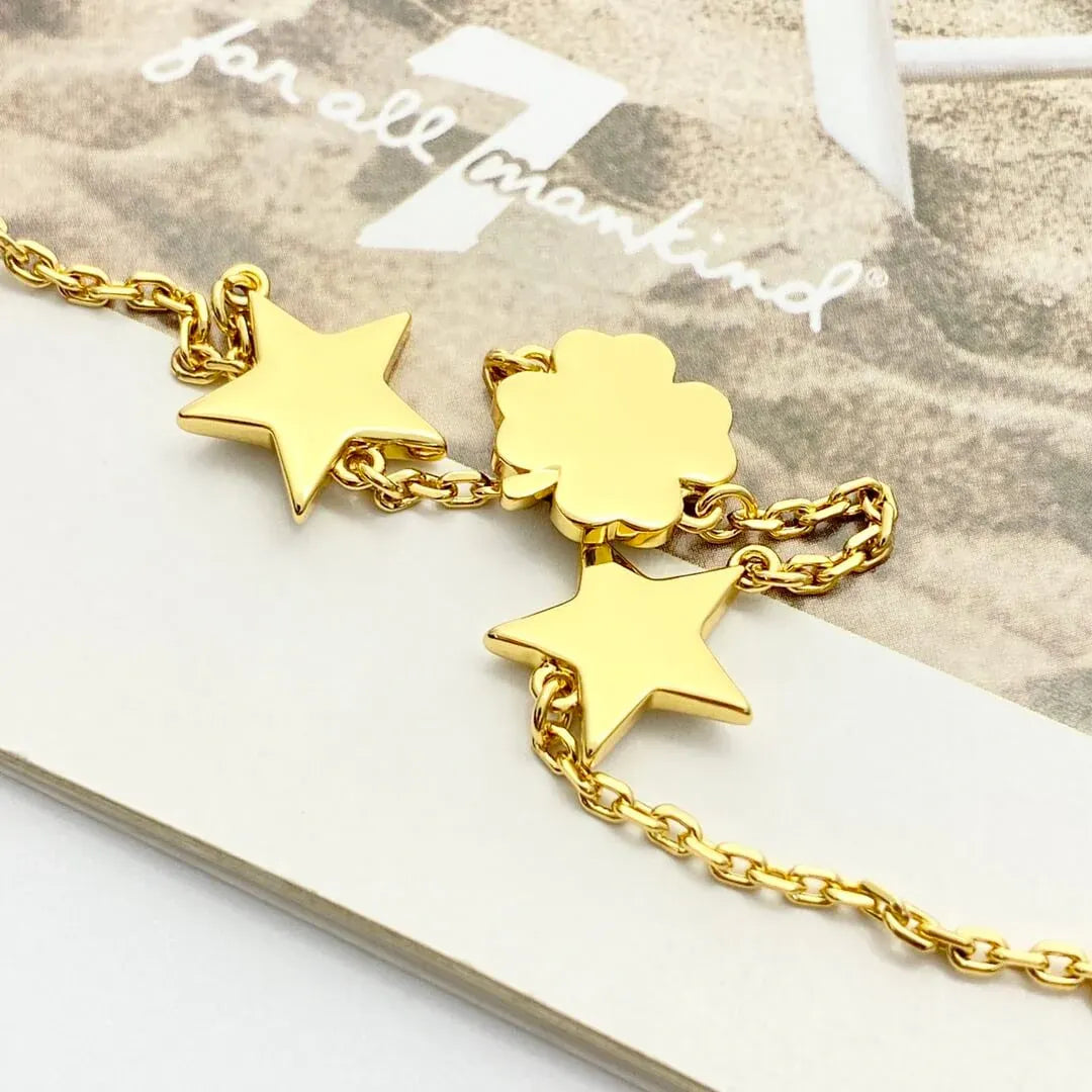 Classic White Star & Clover Charm Bracelet