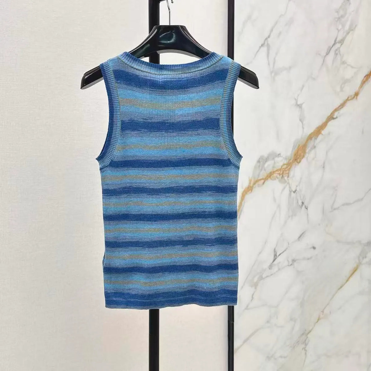 Lyocell Striped Knit Vest