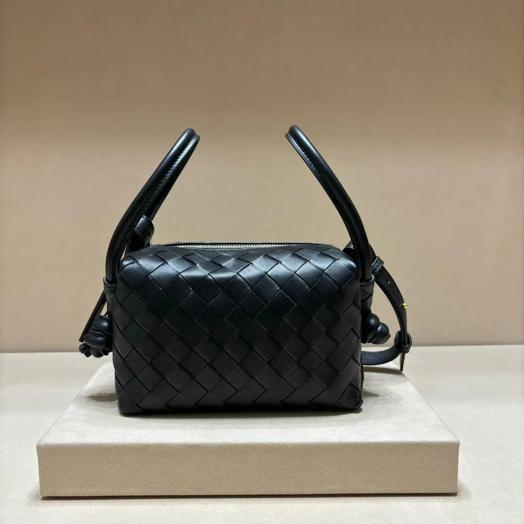 Elegant Leather Woven Double Ring Buckle Hand-held Shoulder Bag