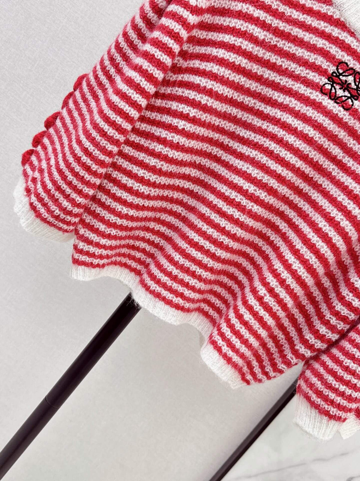 Pom Pom Detail Striped Knit Sweater