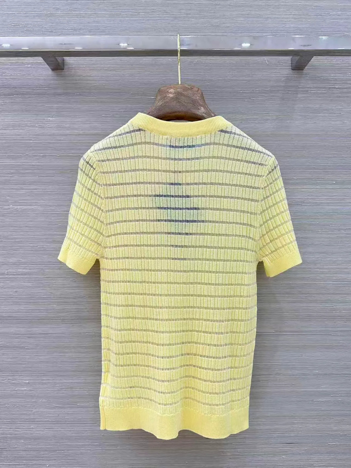 Sheer Stripe Crew Neck Knit Top