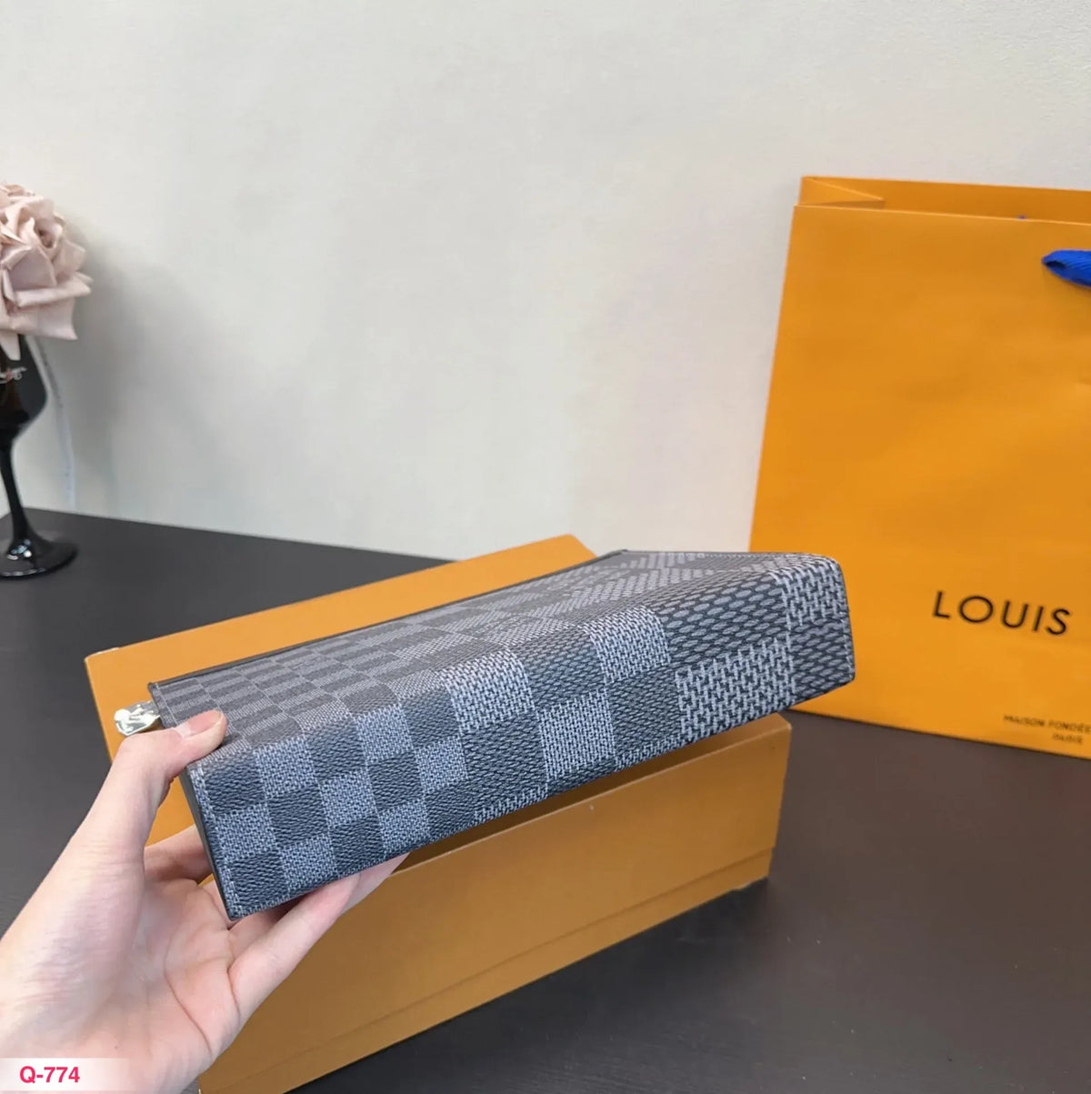 Checkerboard Patchwork Clutch Bag