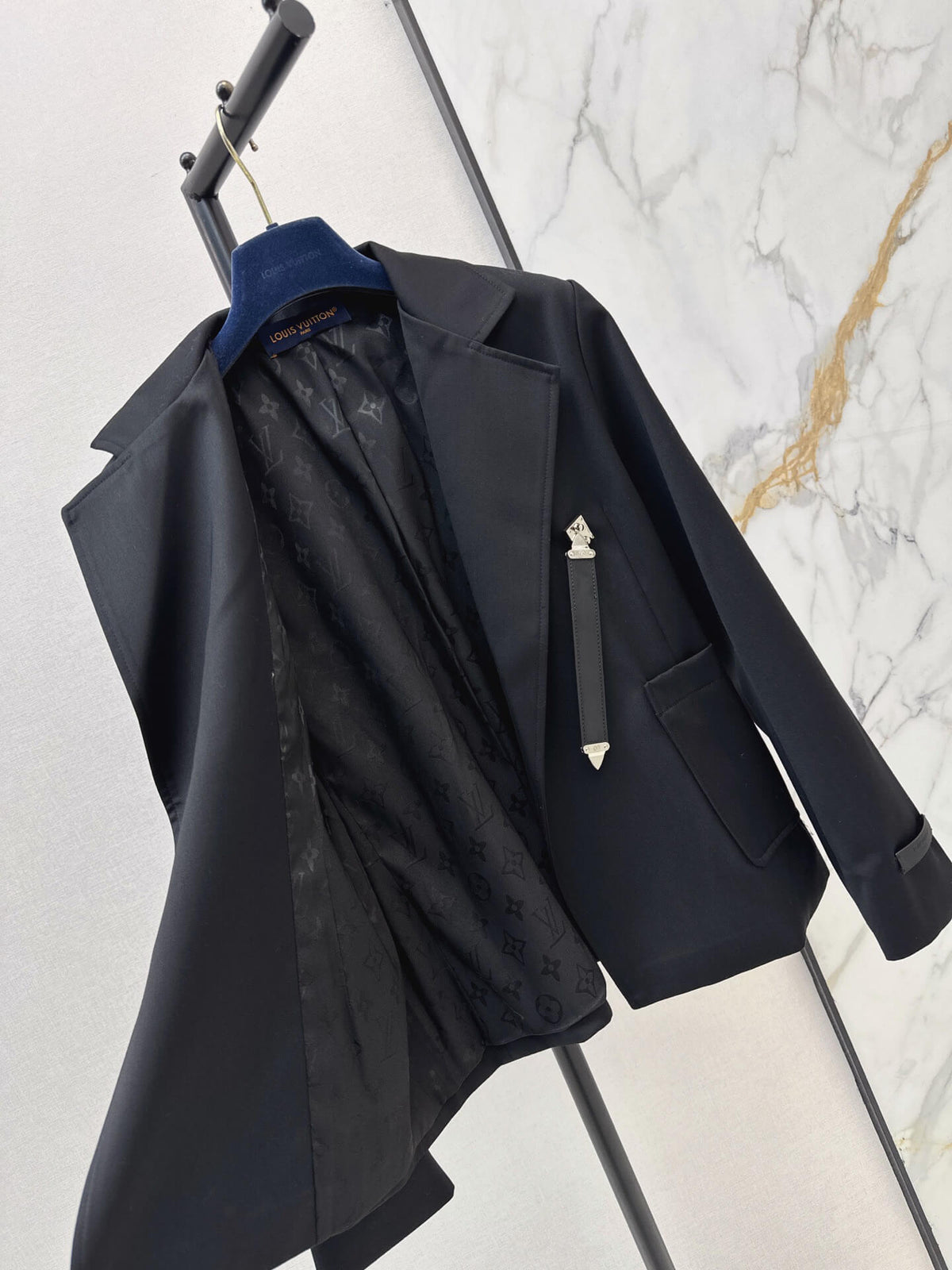 Black Belted Coat & Zipper Skirt Set