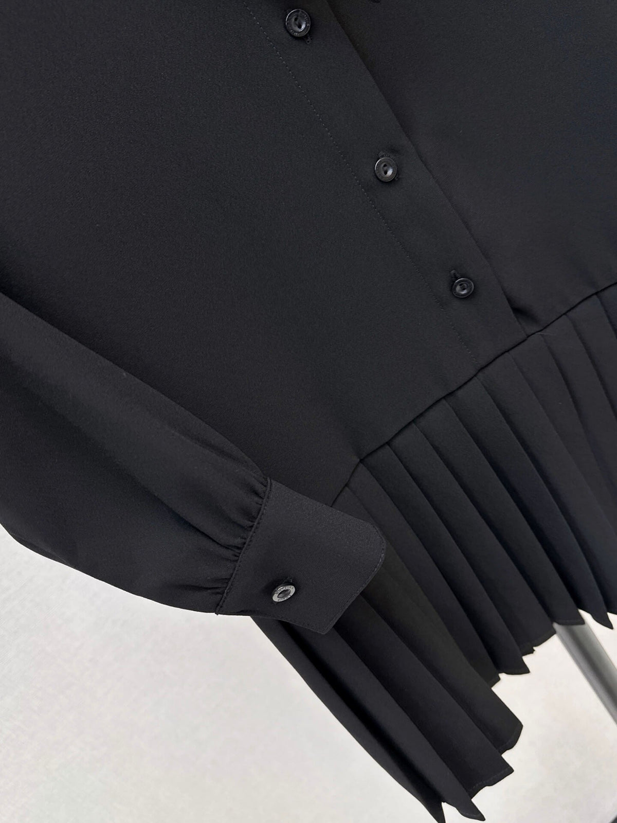 Black Bow Tie Pleated Shirt Dress