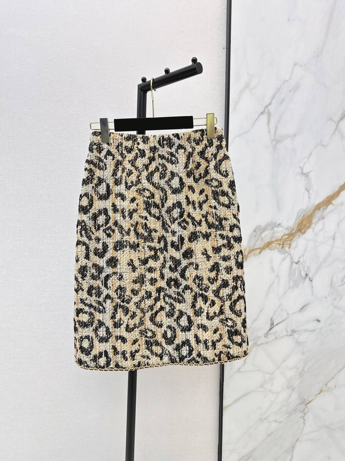 Leopard Tweed Jacket Skirt Set
