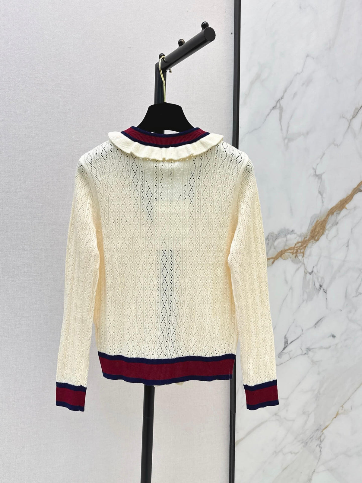 Stripe Button Front Knit Cardigan