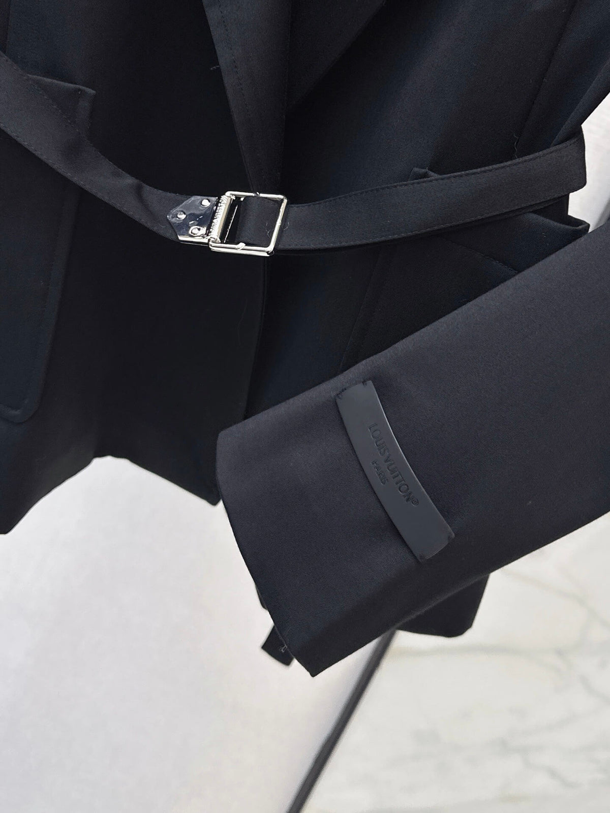 Black Belted Coat & Zipper Skirt Set