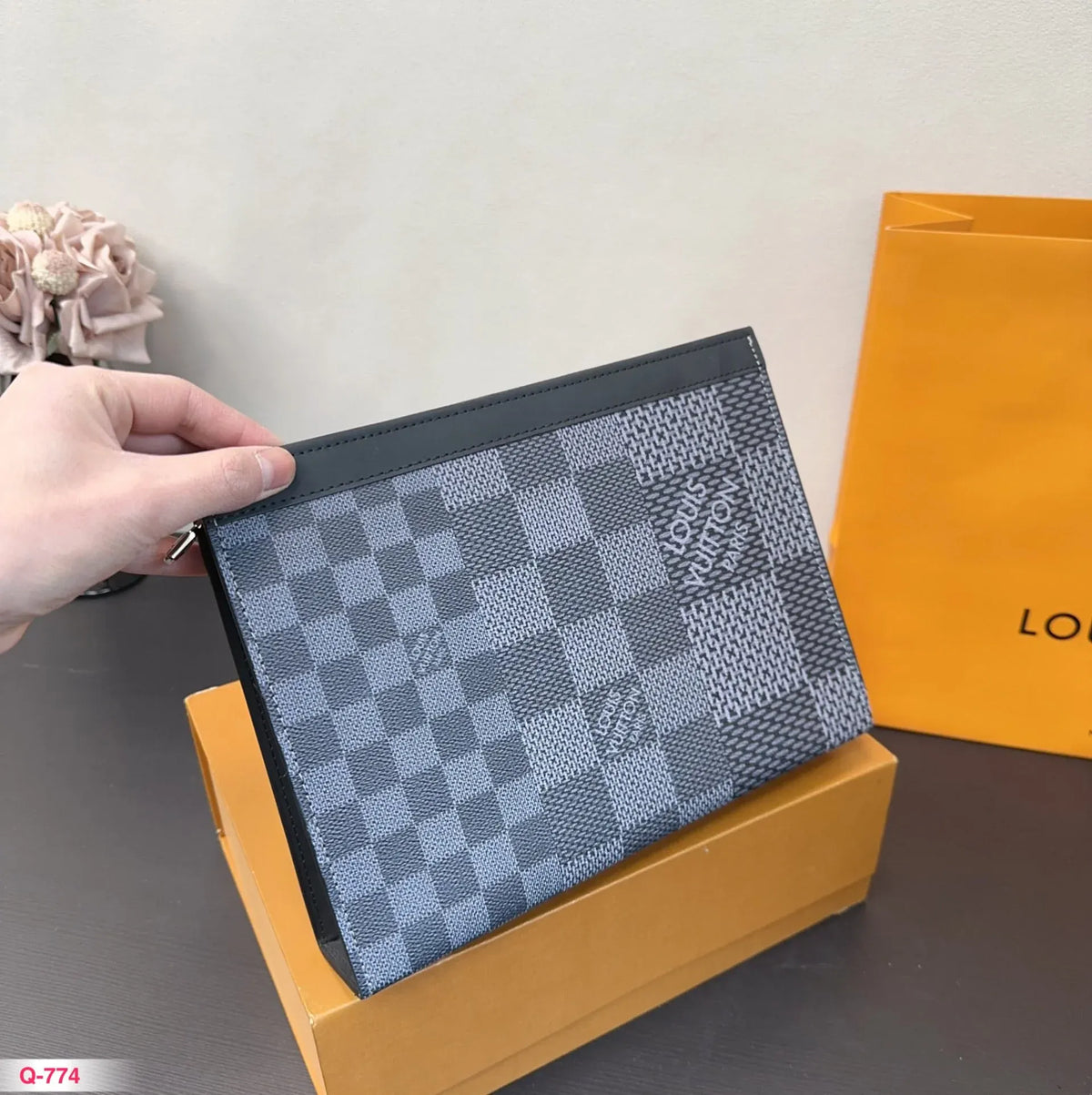 Checkerboard Patchwork Clutch Bag