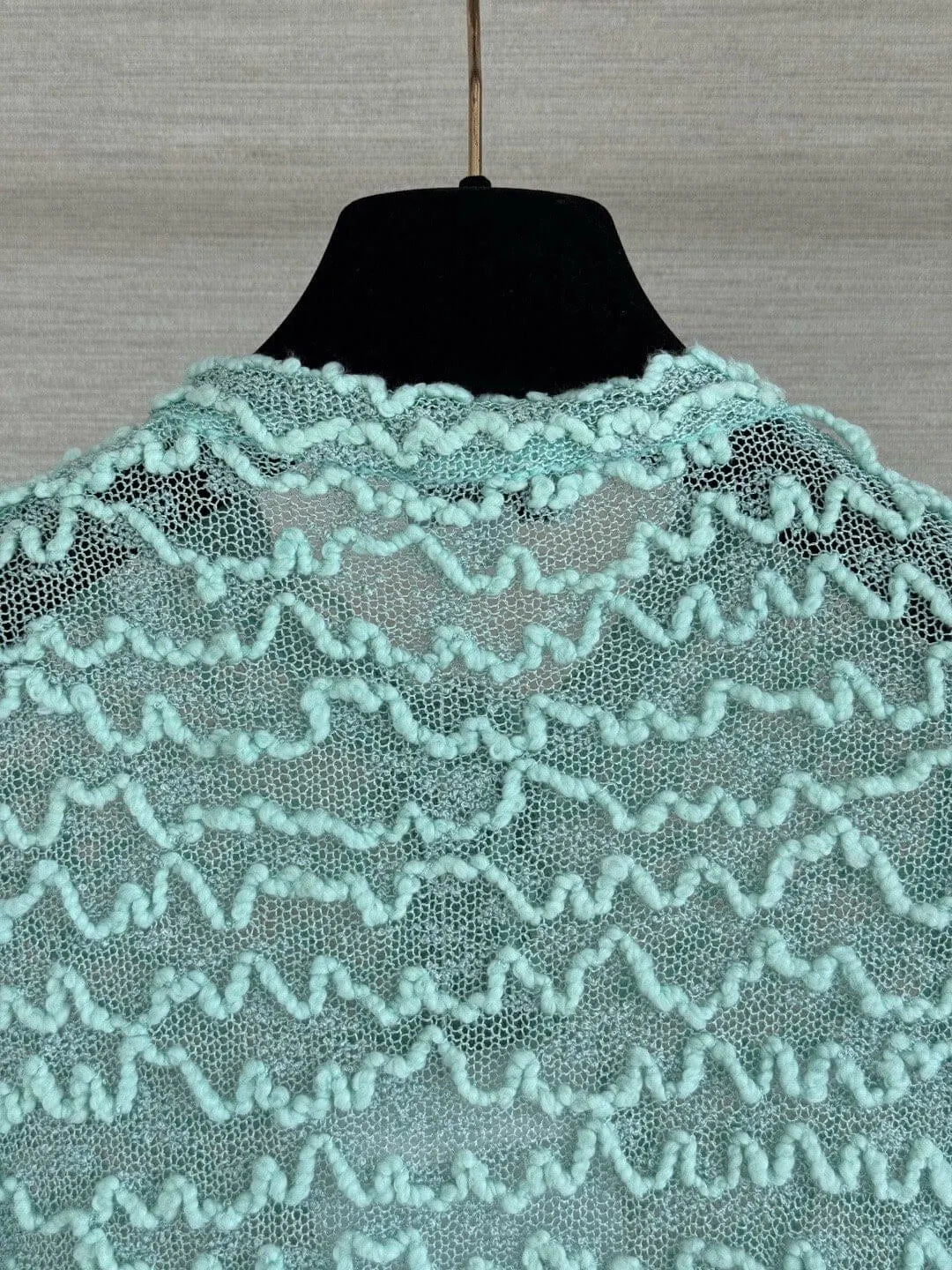 Wavy Textured Mesh Knit Cardigan