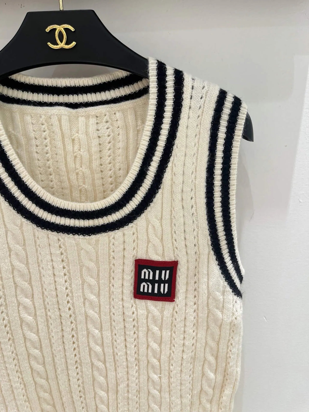 Cable Knit Striped Vest