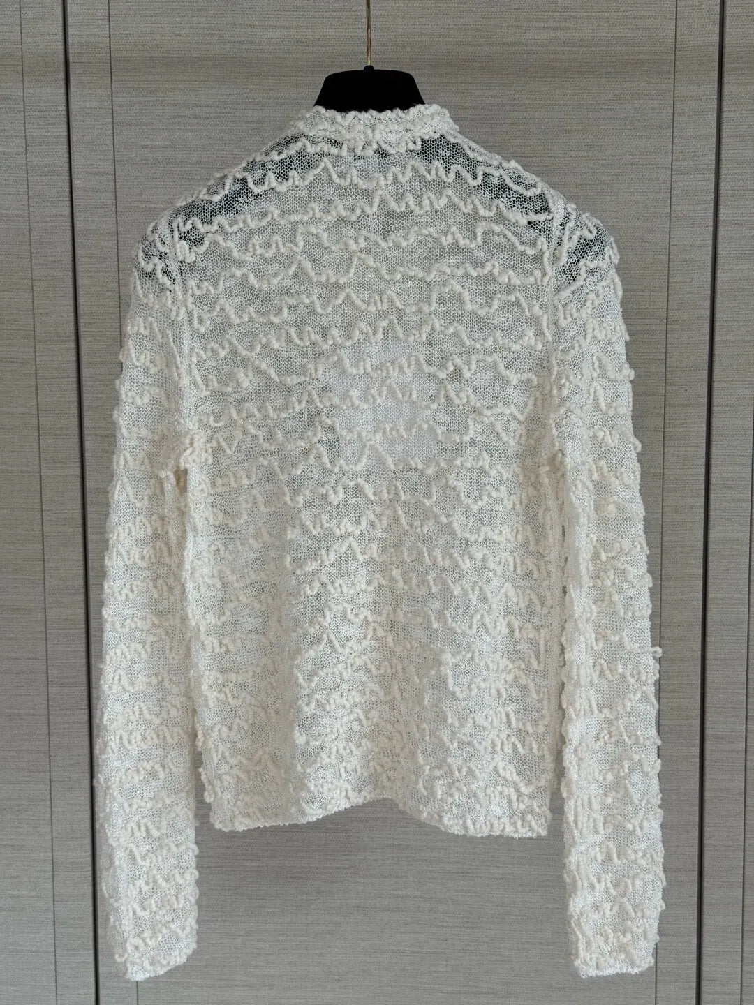 Wavy Textured Mesh Knit Cardigan