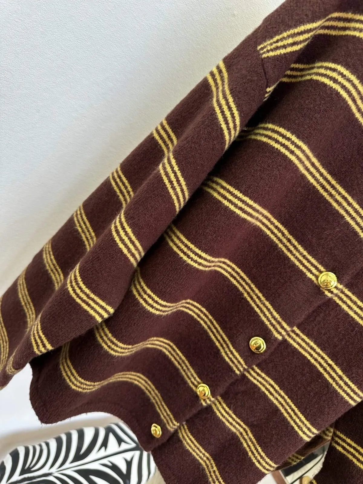 Contrast Stripe Loose Knit Cardigan