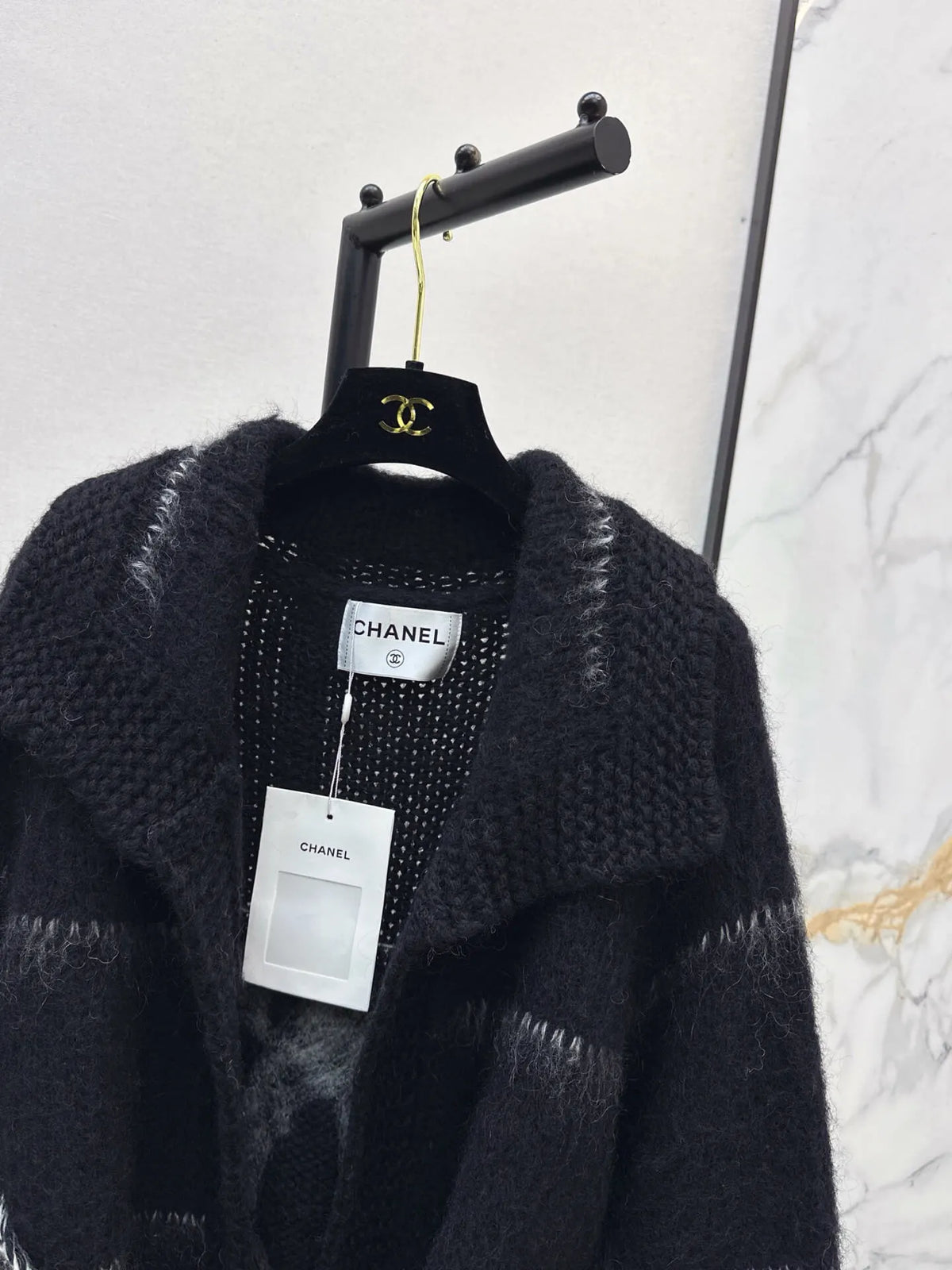 Lapel Mohair Mid-length Cardigan