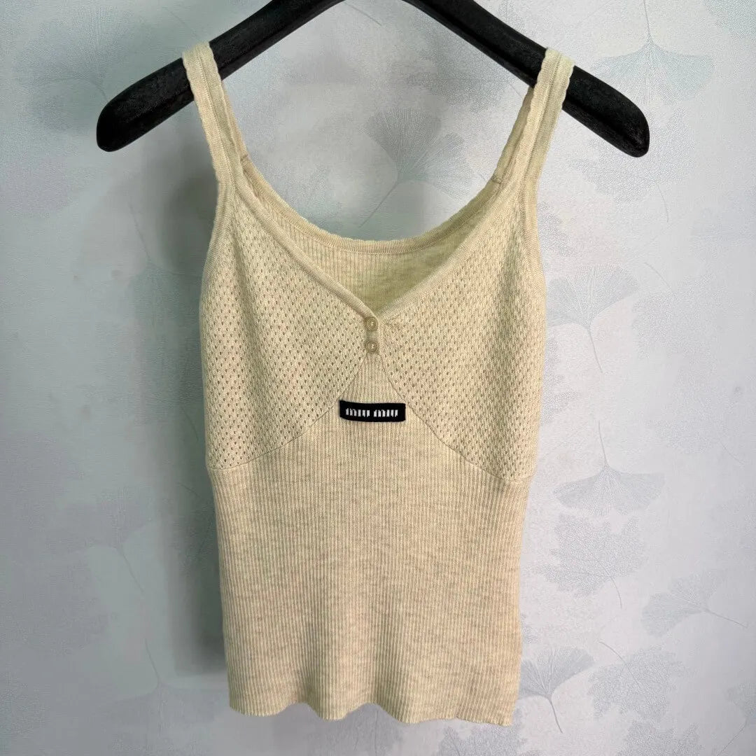 Mesh Knit Cardigan and Cami Two-Piece Set