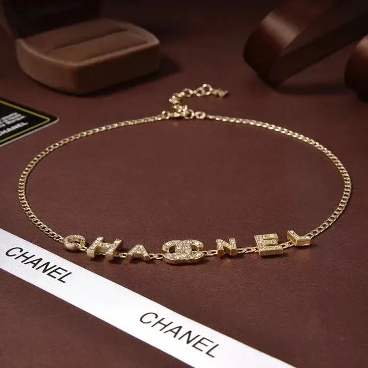 Fashionable Diamond Letter Necklace